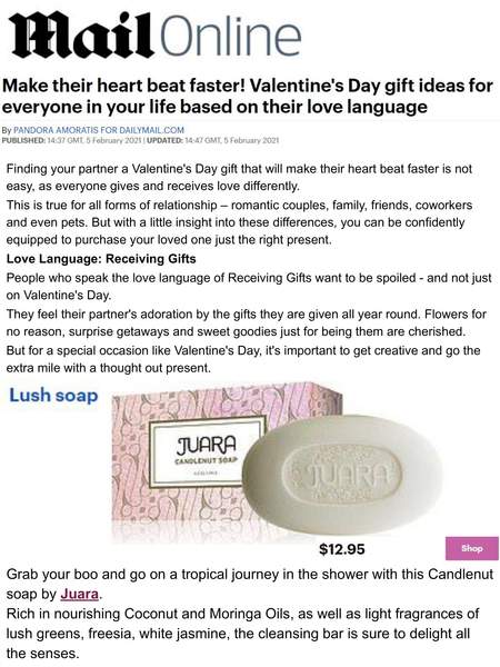 MAIL ONLINE : Make Their Heart Beat Faster! Valentine's Day Gift Ideas –  JUARA Skincare Singapore