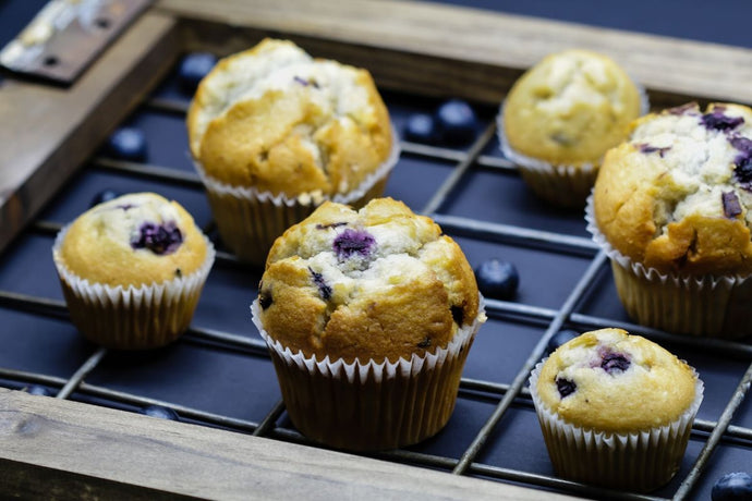 Turmeric in Sweets? Try these Delicious Blueberry Peach Turmeric Muffins!